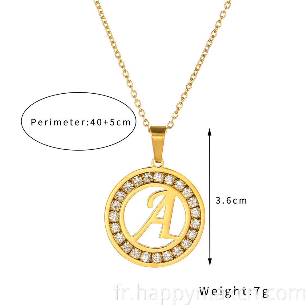 Bijoux de mode 18 carats en or Gold Hollow Round Alphabet Pendants Colliers Collier initial Cumbic Zirconia